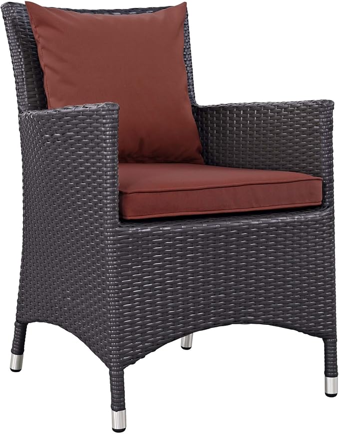 Modway Convene Wicker Rattan Outdoor Patio Dining Armchair with Cushion in Espresso Curant