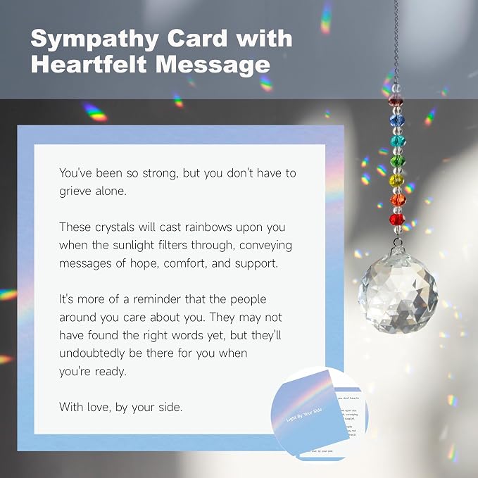 Light By Your Side Rainbow Maker, Sympathy Gifts for Loss of Loved One | Matching Gift Card, Gift Box & Bag | Memorial Gift | Crystal Ball Suncatcher | Bring Comfort, Hope & Love