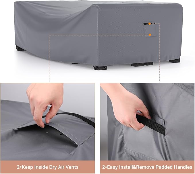 Mrrihand Heavy Duty Patio Furniture Covers, Outdoor Furniture Covers Waterproof Sectional Sofa Set , Patio Table and Chair Set Cover 128"L×83"W×28"H,Grey