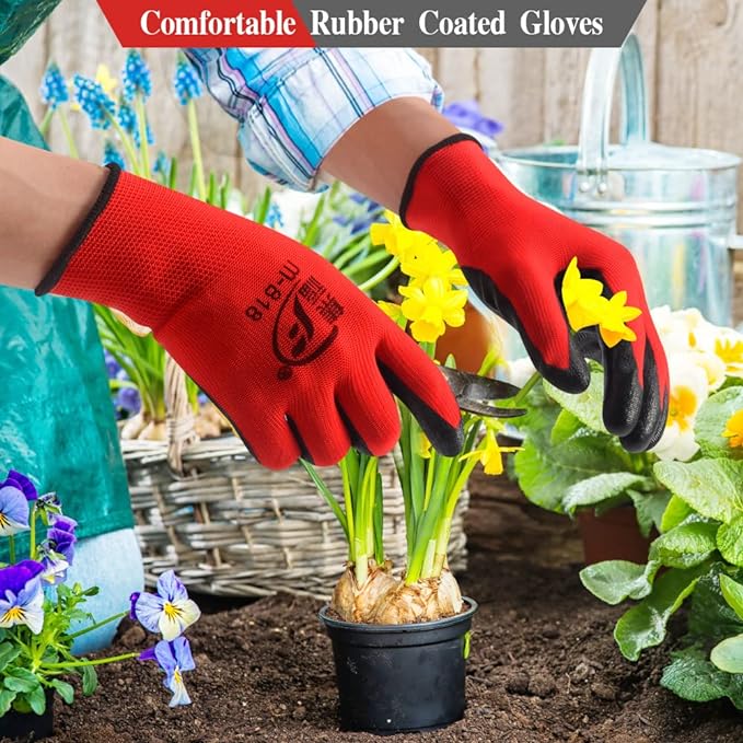 YOUKE OLA 90 Pair Gardening Gloves for Men Women, Breathable Rubber Coated Garden Gloves Working Gloves for Gardening, Construction