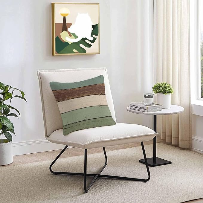 Vandarllin Outdoor Throw Pillow Covers 18X18 Set of 2 Waterproof Sage Green Brown Decorative Zippered Cushion Covers for Patio Furniture, Farmhouse Retro Rustic Barn Wood Texture Lumbar Pillowcases