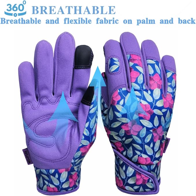 Cute Pattern Gardening Gloves,Thornproof Garden Glove,Gardener Gift | Gardening Gifts for Women,Touchscreen,Tender Thornproof,Cute Pattern,Protection Palm,Machine Washable,Adjustable Cuff
