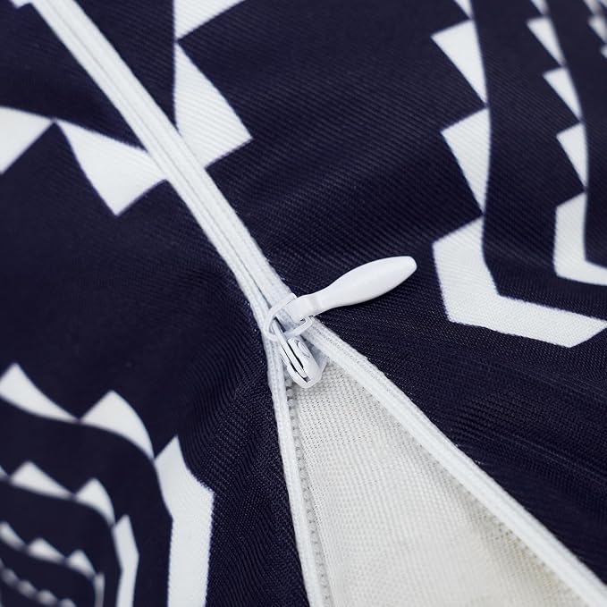 Merrycolor Pack of 2 Outdoor Waterproof Throw Pillow Covers Navy Blue Decorative Square Pillows Cushion Case Outdoor Pillows for Patio Furniture Garden Balcony Couch 18x18 Inch