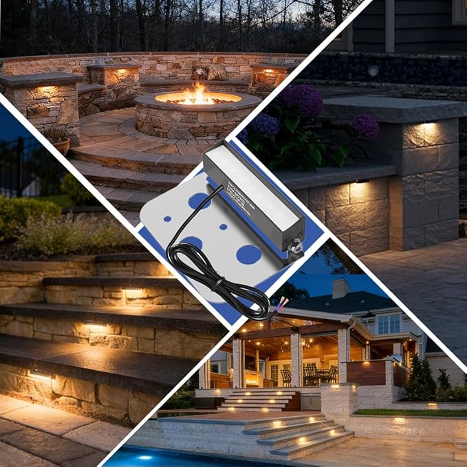 JESLED 4 Inch Retaining Wall Lights 3W LED Hardscape Lighting 12V-24V Low Voltage Step Lights 2700K Warm White Waterproof Outdoor Landscape Lighting for Patio Walls Stairs, 2Pack