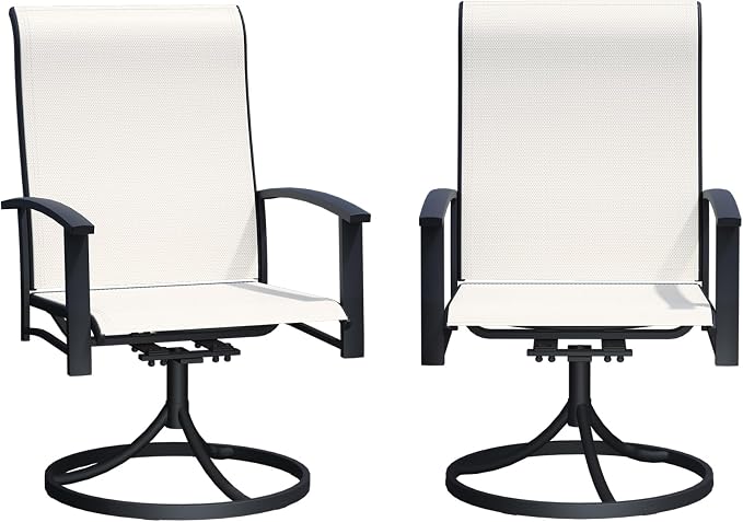 Outdoor Swivel Rocker Dining Chair Set of 2, All Weather Patio Dining Chair with Textilene High Back and Metal Frame, Backyard, Lawn Garden and Deck Porch Patio Furniture Set