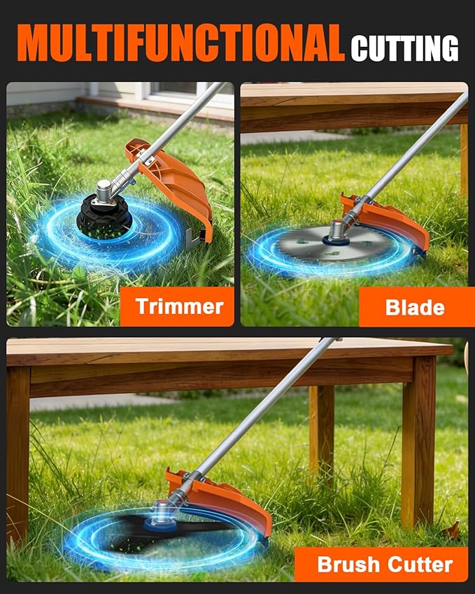 NEO-TEC 52CC 2-Stroke Gas Powered 5-in-1 Multi-Functional Weed Eater & Trimmer Combo Kit - Includes Grass Trimmer, Brush Cutter, Hedge Trimmer, Pole Saw, Blade, Extension Rod for Lawn Landscaping