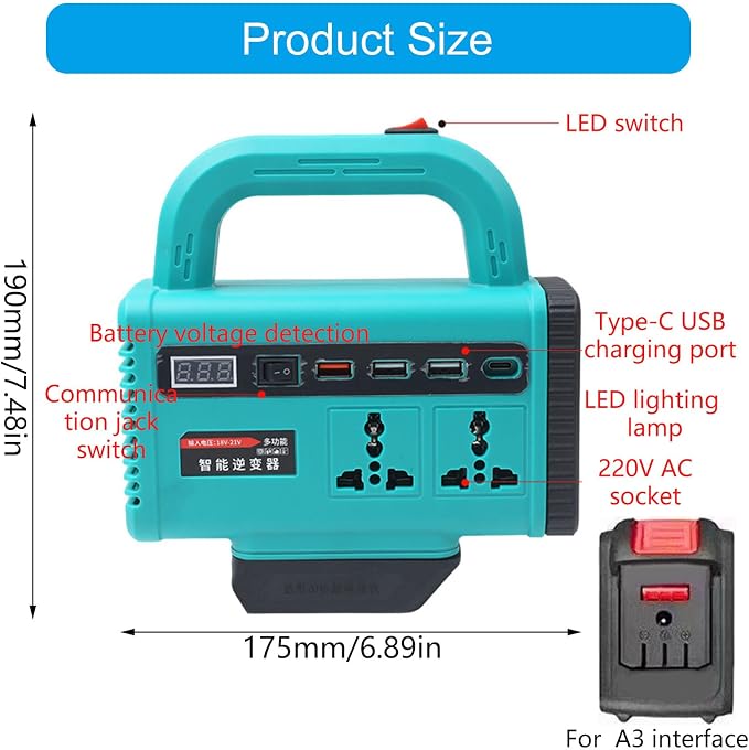 Gavery DC18V-21V to AC180V-220V Efficient Power Inverters 120W for Camping Travel and Emergencies Power Needs