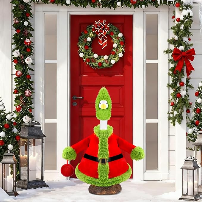 Christmas Winter Goose Outfit for 23" Porch Goose Holiday Red Green Cloths Costume Xmas Winter Outdoor Garden Patio Yard Lawn Art Decoration