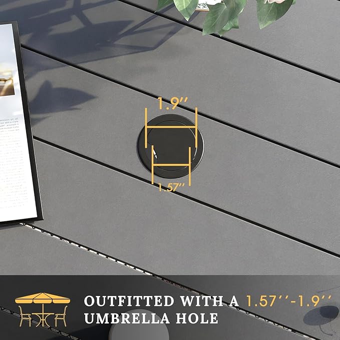 VICLLAX 5 Pieces Patio Dining Set for 4, 37.8" Square Outdoor Table and Chairs (2 Fixed Chairs and 2 Swivel Chairs) for Deck Garden, Dark Grey