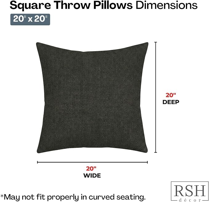 RSH DECOR Square Throw Pillows Set of 4, 20" x 20", Outdoor Pillows Waterproof, Outdoor Pillow Covers, Pillow Covers for Couch, Gentry Sequoia, Made in USA