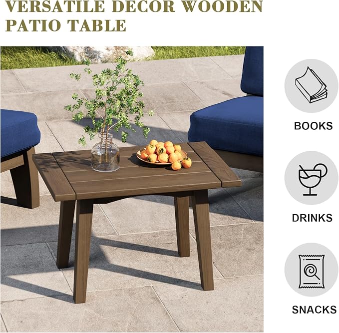 3 Piece Wood Outdoor Chairs Patio Bistro Set with Side Table, All Weather Outdoor Furniture Patio Sofa Chair Backyard Seating Group - Navy