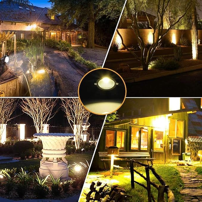 Romwish LED Landscape Spotlights 10W, 120V Plug in Outdoor Spot Lights, 1100LM 3000K Warm White Landscape Lighting, IP65 Waterproof Garden Lights for Yard Tree Pathway Flag (12Pack/10W)