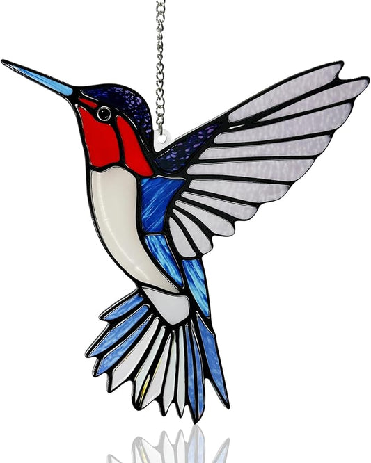 Hummingbirds Suncatcher Stained Glass, Hummingbird Suncatcher Ornament, Hummingbird Suncatcher for Grandma/Mom/Women