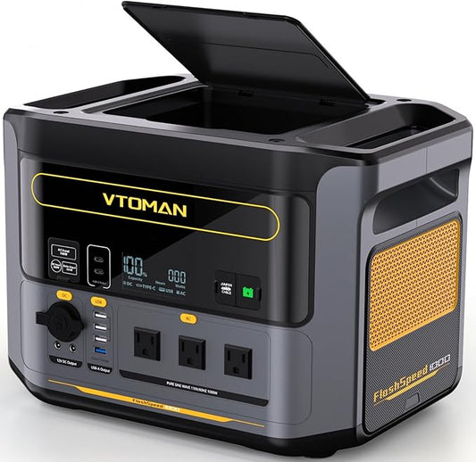 VTOMAN FlashSpeed 1000 Portable Power Station, 828Wh LiFePO4 Battery Solar Generator with Expandable Capacity 2376Wh, 1H Fast Charging(0-80%), 2000W Peak for Home Backup, Camping, Power Outages