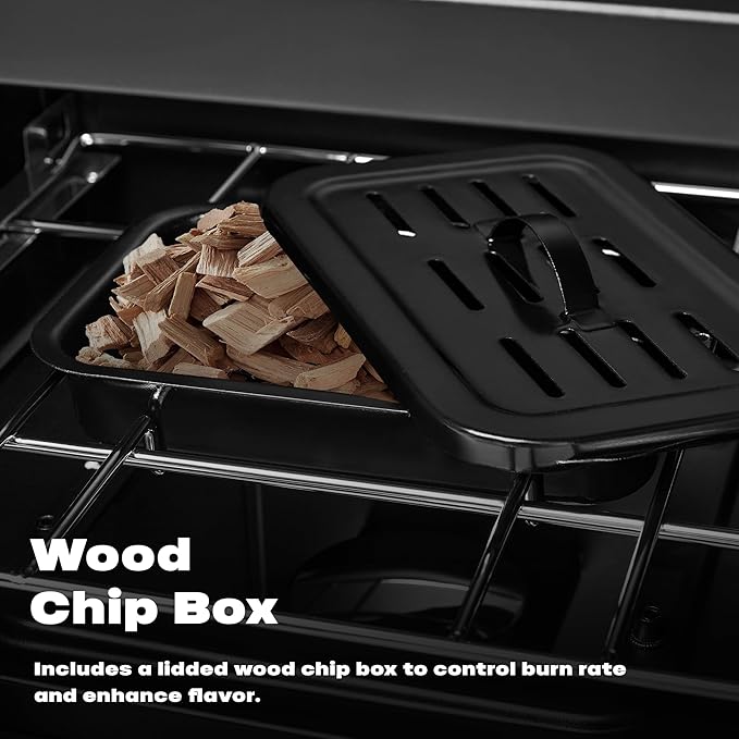 Propane Smoker with Cover, Vertical Smoker Grill with Temperature Control Outdoor Heavy Duty Three Removable Smoking Shelves, Metal Black