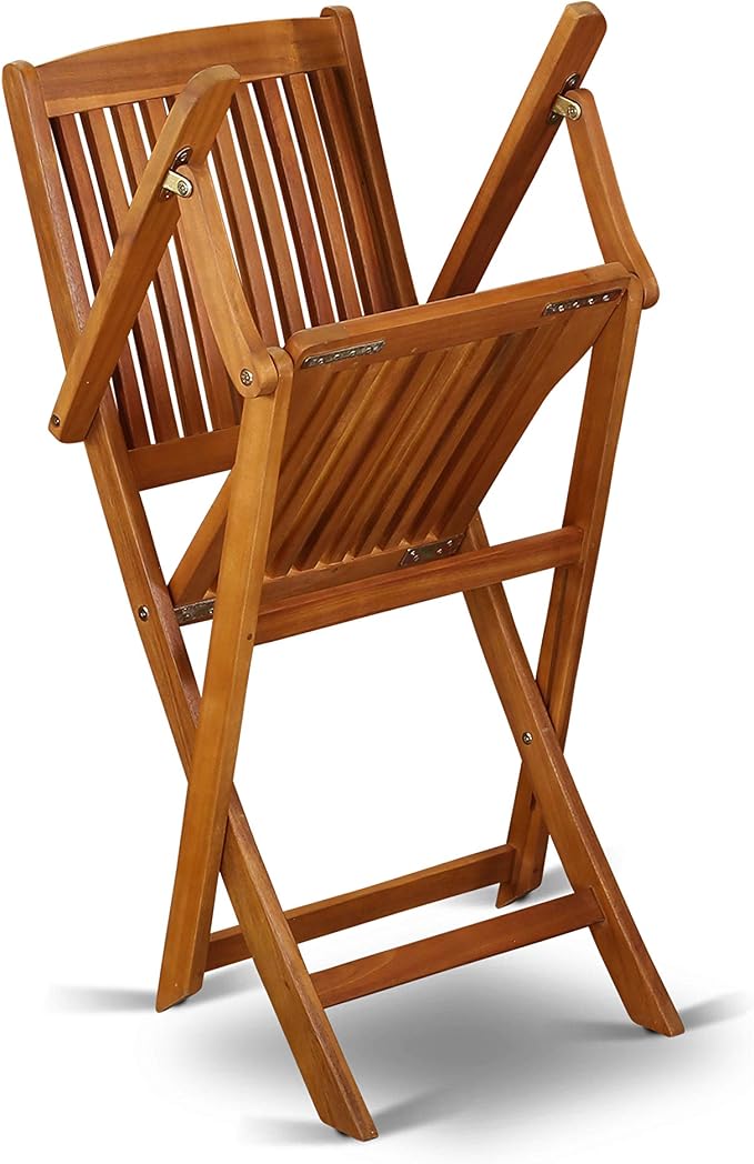East West Furniture BSCM9CANA 9 Piece Outdoor Patio Dining Sets Includes an Oval Acacia Wood Table and 8 Folding Arm Chairs, 36x78 Inch, Natural Oil