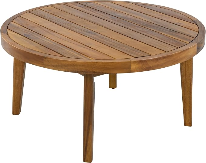 Christopher Knight Home Lalulu Outdoor Loveseat Sofa and Coffee Table Set, Acacia Wood Patio Furniture Set with Cushion, Solid Wood Outdoor Conversation Set, Teak+Beige