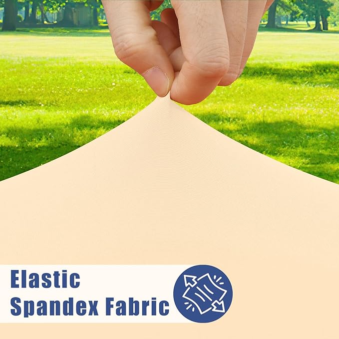 Moosfor Spandex 5 Foot Rectangle Table Cloth 2 Pack, Elastic Fitted Tablecloths for Picnic, Stretch Washable Patio Table Cover for Outdoor, Camping, Banquet and Parties(Ivory, 30"x60")