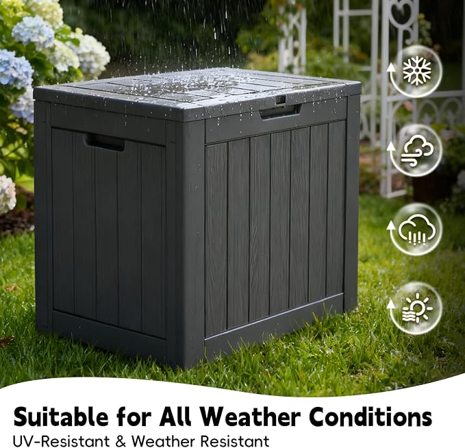 Outdoor Storage Bins, 22 Gallon Small Deck Box, Waterproof Storage bins, Lockable Patio Storage box for Package Delivery, Porch, Garden Tools, Anti-Theft Weatherproof & UV-Resistant Parcel Drop Box