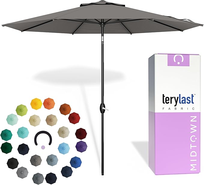 Midtown Umbrellas The Lean Patio Umbrella (Terylast Fabric - Charcoal, 8 Foot)
