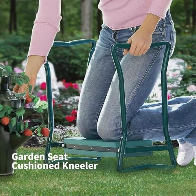 Roixeeds Garden Kneeler and Seat Foldable Gardening Bench Stool with Tool Bag Pouch EVA Foam Pad Outdoor Practical Garden Tools for Kneeling and Sitting Sturdy and Lightweight, Green