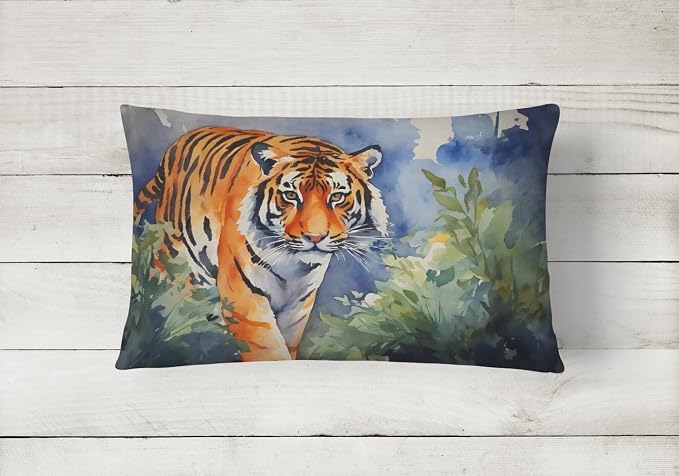 Caroline's Treasures DAC2878PW1216 Bengal Tiger Throw Pillow Machine Washable, Indoor Outdoor Decorative Pillow for Couch, Bed or Patio, 12HX16W