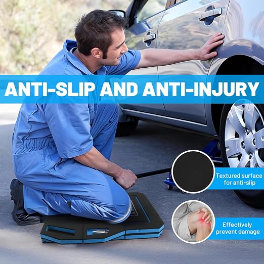 Foldable Mechanic Kneeling Pad,22.44" Wide EVA Foam Mat,1 Pack,Blue | 1.2" Thick High Density Cushioning Foam Kneeling Mat with Tool Slots for Car Repair, Gardening, Yardwork,Auto-Repair,Camping