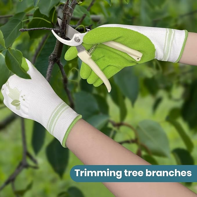Velway 2 Pairs Gardening Gloves - Breathable Rubber Coated Women's Garden Work Gloves - Purple & Green Medium