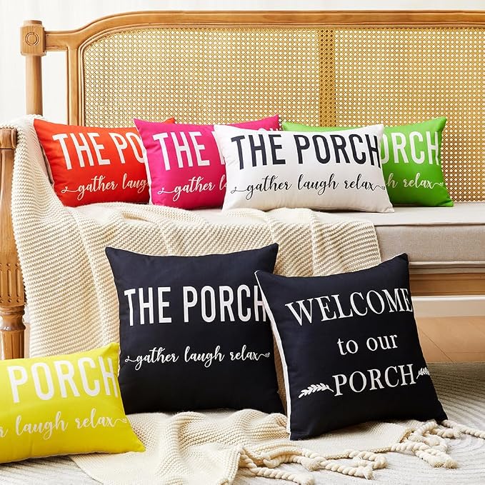 Porch Decor Yellow Outdoor Lumbar Pillow Covers Waterproof 12x20 for Patio | Set of 2, Summer, Porch Decorations Outdoor, Porch Pillows, Outdoor Pillows Waterproof, Outdoor Pillows for Patio Furniture