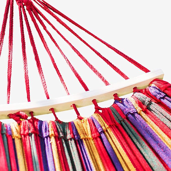 Single Camping Hammock 550lb Anti-Rollover Canvas Comfortable Fabric Hammock with Tree Straps for Backpacking Outdoor Travel Beach Backyard (Red)