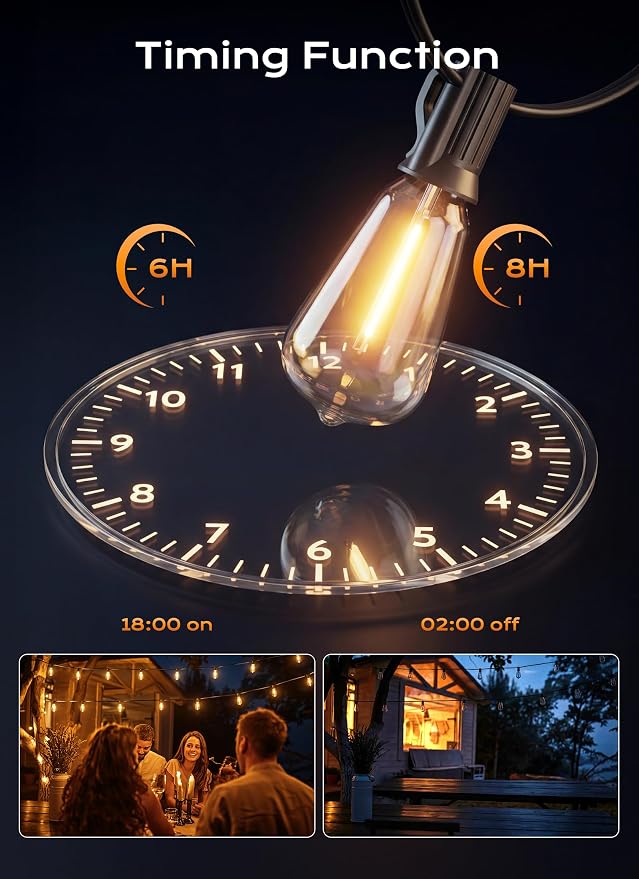 Minetom 152FT Outdoor String Lights with Remote, ST38 Patio Lights Dimmable | Waterproof LED Christmas Lights with 3 Modes, Shatterproof Connectable Outside Lights for Backyard Porch Deck Garden Decor