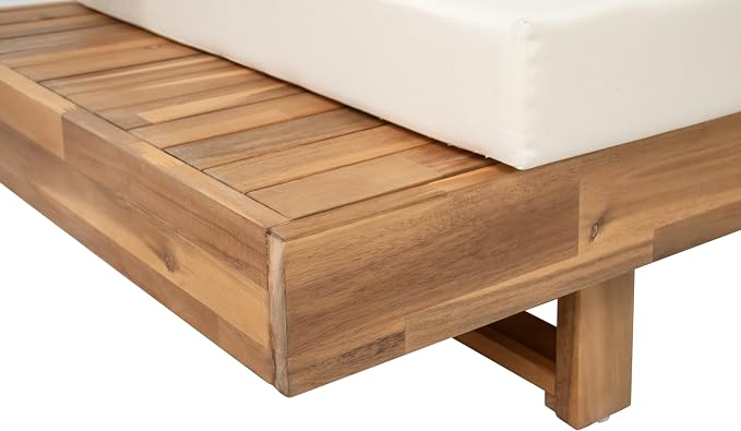 VilroCaz Outdoor Patio Furniture Set, L-Shaped Acacia Wood Sectional Sofa with Coffee Table, Cushions and Backpack, All-Weather Conversation Set for Garden Backyard Porch