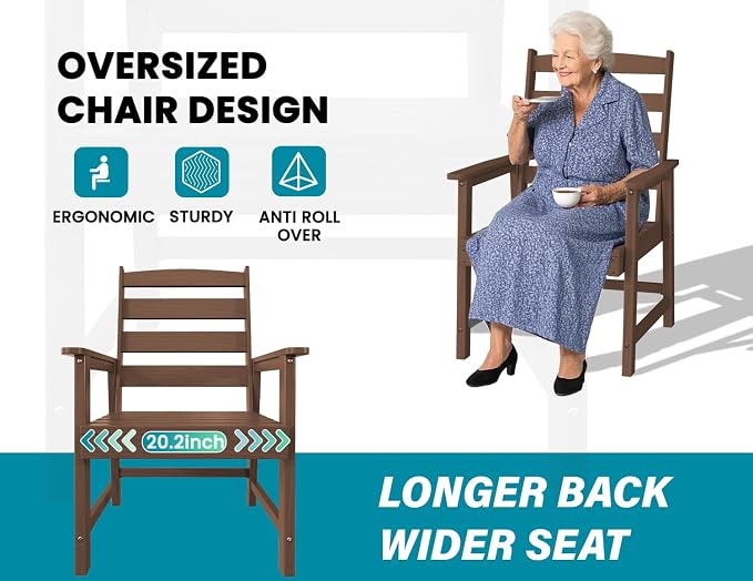Ayge 9-Piece Outdoor Dining Set – HDPE Patio Furniture for 8 with 2" Hole Cut-Out Table & 8 Chairs, Perfect for Pool, Patio, Garden, Brown