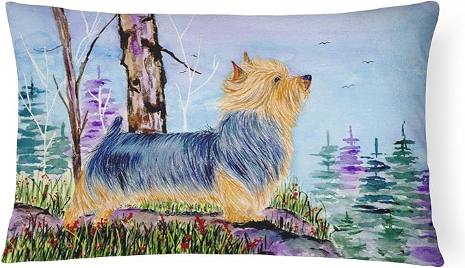 Caroline's Treasures SS8678PW1216 Norwich Terrier Canvas Fabric Decorative Pillow Machine Washable, Indoor Outdoor Decorative Pillow for Couch, Bed or Patio, 12HX16W