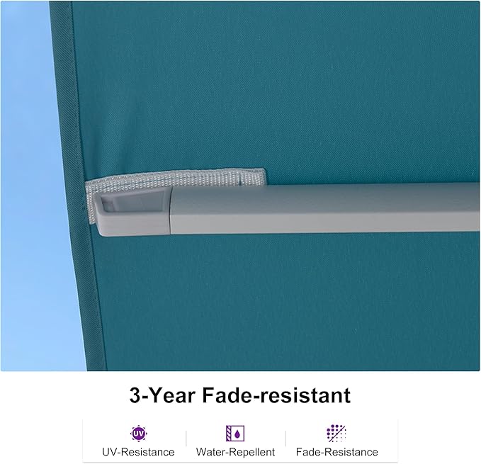 PURPLE LEAF 9' X 12' Right-left Tilt White Cantilever Umbrella with Base Patio Outdoor Swivel Umbrellas with Aluminum Tilt Offset Umbrella with 360° Rotation for Deck Pool, Turquoise