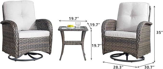 HUMMUH 6-Piece Patio Furniture PE Wicker Outdoor Conversation Set,All-Weather Rattan Swivel Rocker Chairs Outdoor Couch Ottomans for Backyard,Poolside,Deck