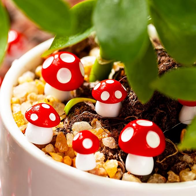 120 pcs Mini Resin Mushrooms for Garden | Tiny Mushrooms, Garden Decoration, Bonsai Micro Landscape, Statue Decoration
