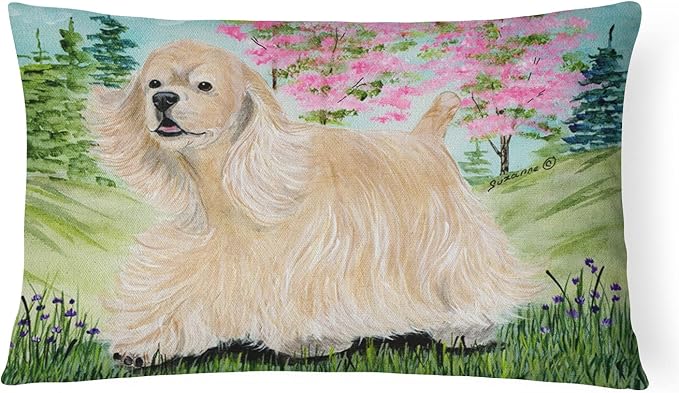 Caroline's Treasures SS8189PW1216 Cocker Spaniel Canvas Fabric Decorative Pillow Machine Washable, Indoor Outdoor Decorative Pillow for Couch, Bed or Patio, 12HX16W