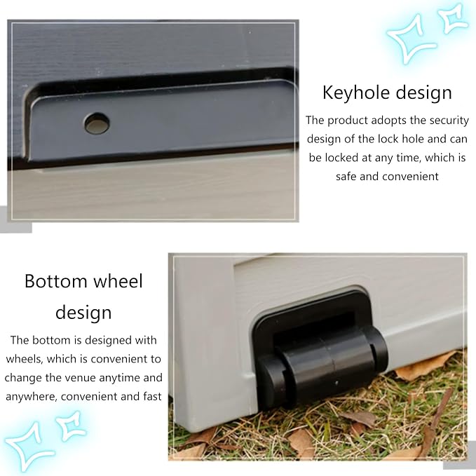 76 Gallon Large Deck Box,Deck Box Outdoor Storage Boxes ,Outdoor storage organizer with lock opening,Waterproof Outdoor Storage Box with Bottom Pulleys, for Patio Furniture ( Color : Coffee , Size : 7