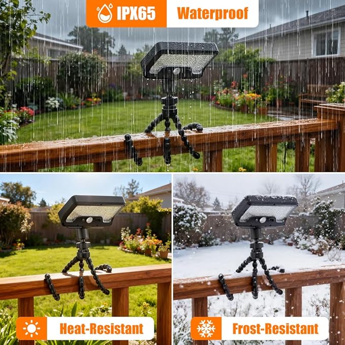 Solar Lights,Outdoor Solar Motion-Activated Light with Flexible Octopus Tripod 360° Can be Wrapped Around Tree Trunks,Dual Charging,Outdoor Sercurity Lights for Deck Fence, Garden (Sliver)