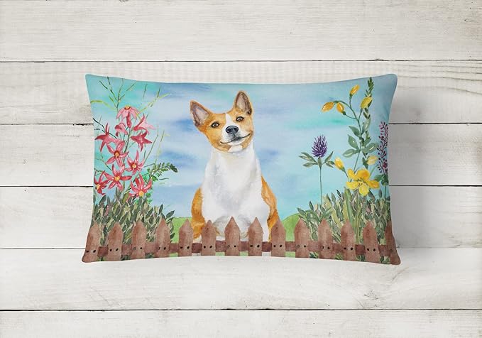 Caroline's Treasures CK1254PW1216 Basenji Spring Canvas Fabric Decorative Pillow Machine Washable, Indoor Outdoor Decorative Pillow for Couch, Bed or Patio, 12HX16W