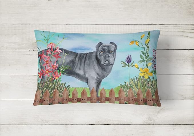 Caroline's Treasures CK1256PW1216 Cane Corso Spring Canvas Fabric Decorative Pillow Machine Washable, Indoor Outdoor Decorative Pillow for Couch, Bed or Patio, 12HX16W