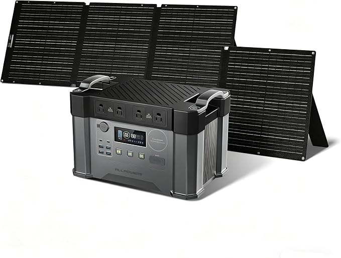 ALLPOWERS S2000 Pro Solar Generator with SE200 2Pcs 200W Foldable Solar Panel, 2400W Portable Power Station, MPPT 1451Wh Power Generator, UPS Function, Solar Backup Power for Home RV Outdoor Camping
