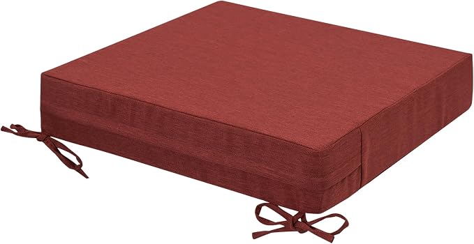 Magpie Fabrics Indoor Outdoor Cushion Cover Replacement 2 Pack, NO Insert! Water Repellent Slipcover with Ties Decor for Patio Garden Chair Sofa Bench Wicker(Dark Red, 22x20x4 Inch)