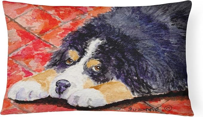 Caroline's Treasures SS8842PW1216 Bernese Mountain Dog Canvas Fabric Decorative Pillow Machine Washable, Indoor Outdoor Decorative Pillow for Couch, Bed or Patio, 12HX16W