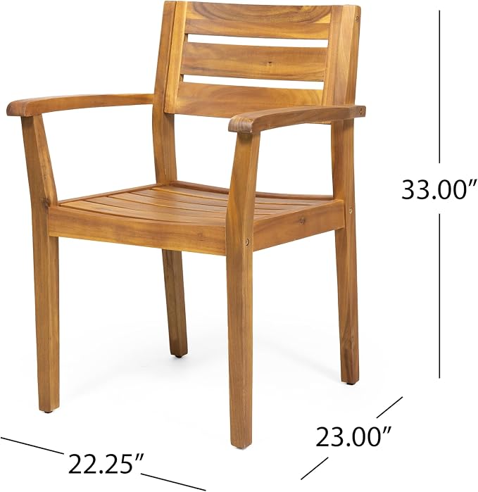 7-Piece Acacia Wood Outdoor Dining Set with 6 Chairs and Expandable Table, Teak Finish - Weather-Resistant Patio Furniture for Backyard, Garden, and Deck