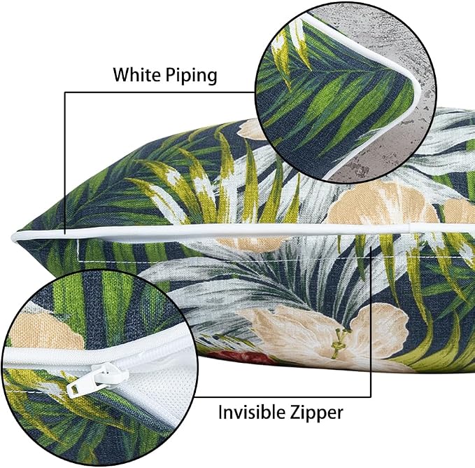 Magpie Fabrics Pack of 2 Outdoor Lumbar Pillow Case Covers 12"x20", Waterproof Rectangular Throw Pillowcase Shell Decorative Sham for Patio Garden Couch - Midnight Floral