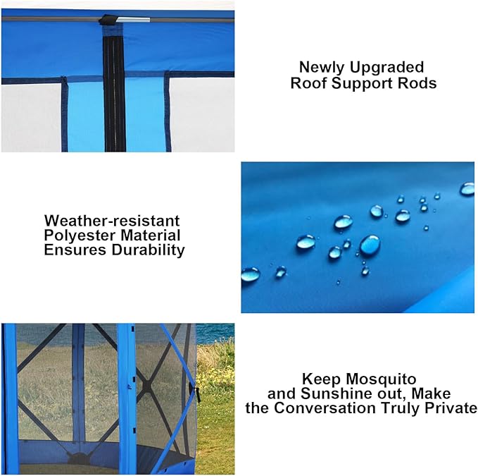 COBIZI 12x12 FT Pop Up Canopy Extendable Tent, Gazebos On Clearance with Removable Roof, Screened in Gazebo with sidewalls, Screen Tents Portable carpas para Patio for Outdoor Camping,Backyard,Blue