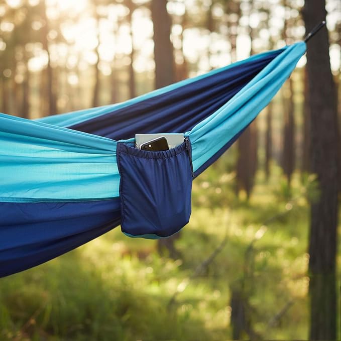 Camping Hammock, Portable Hammock for Outdoor Travel, Double Hammock with Tree Straps, Lightweight Hammock for Backyard Patio Beach Hiking Camping Gear