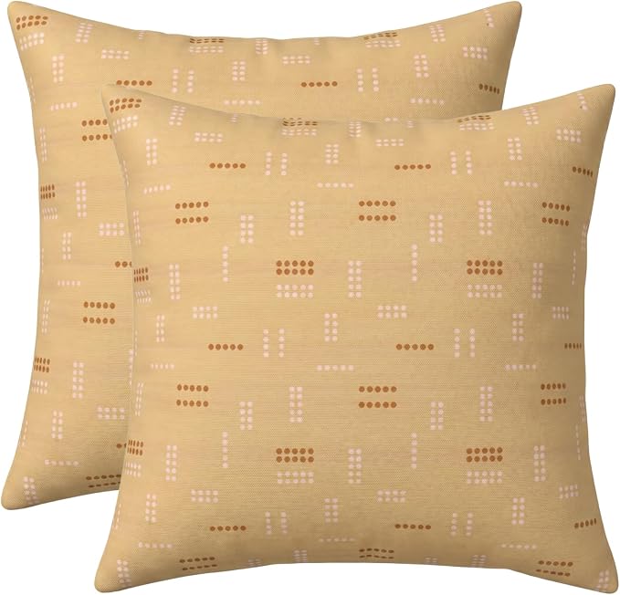 RSH DECOR: Sunbrella Square Throw Pillows Set of 2 | 17" x 17" | Water and Fade-Resistant Performance Fabric | Outdoor Pillow Covers with Down-Alternative Inserts | Made in USA (Jot Dot Sunshine)